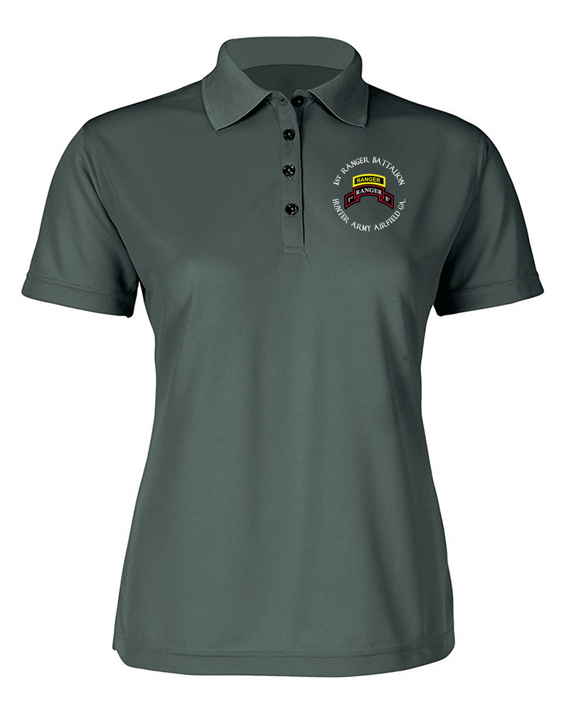 1-75th Ranger Battalion Ladies Embroidered Moisture Wick Polo Shirt