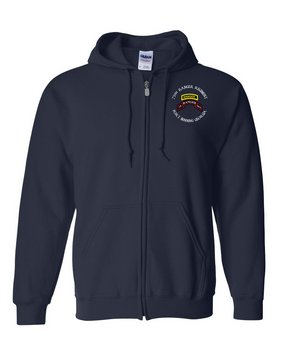 75th Ranger Regiment-Tab- Embroidered Hooded Sweatshirt with Zipper (B)