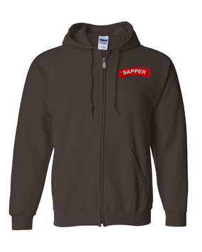 Sapper Embroidered Hooded Sweatshirt with Zipper
