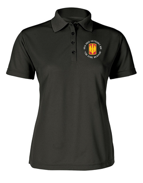 18th Field Artillery Ladies Embroidered Moisture Wick Polo Shirt  (STEEL)(C)