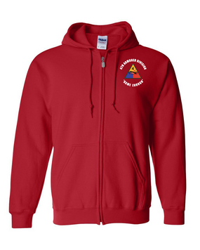 4th Armored Division Embroidered Hooded Sweatshirt with Zipper (C)