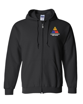 4th Armored Division Embroidered Hooded Sweatshirt with Zipper