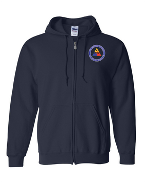 4th Armored Division Embroidered Hooded Sweatshirt with Zipper (Proud)