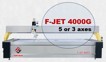 F-JET 4000G water jet 
5-axes gantry system 
Work strokes 4000x2000 mm