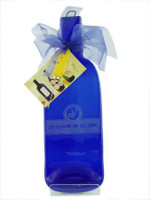 Personalized cheese platter made from a recycled wine bottle with names, date of occasion and choice of label sayings