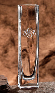 Handmade bud vase personalized with initials or monogram and choice of six engraving styles