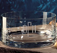 Personalized crystal bowl with initials or monogram and choice of engraving style