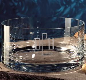 Personalized crystal bowl with initials or monogram and choice of engraving style