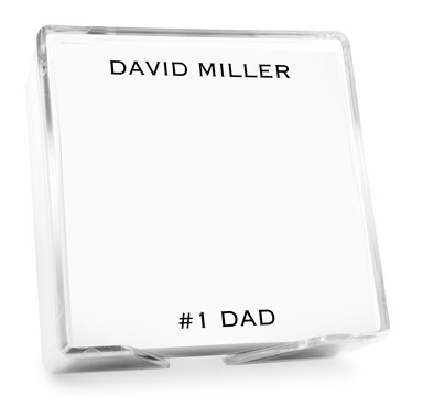 Personalized memo pad with text at top and bottom and choice of ink colors
