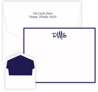 Personalized card and envelope set with monogram, and optional return address on envelope 
