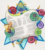 Personalized Ketubah with Hebrew names, dates, place, and artwork that reflects love for one another and Jewish faith