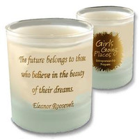 Personalized 11oz frosted votive candle with custom imprints and artwork
