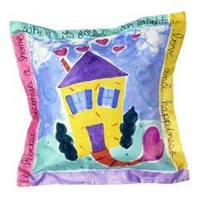 Hand painted pillow personalized with family name and up to ten individual names, and border text