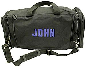 Personalized water-resistant nylon duffle bag with recipients name