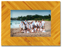 Personalized bamboo photo frame engraved with one or two lines and up to 20 characters per line