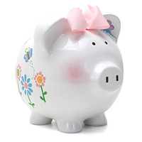 Personalized Piggy Bank - flutterflies design