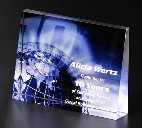 crystal engraved award plaque