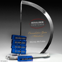 Custom branded half-circle crystal for employee recognition