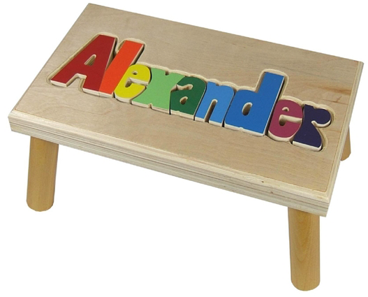 personalized wooden puzzle stool for toddlers