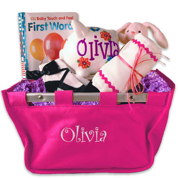Personalized market tote baby basket