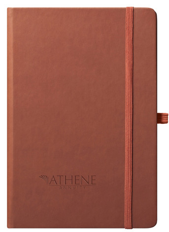 tan journal with logo cover