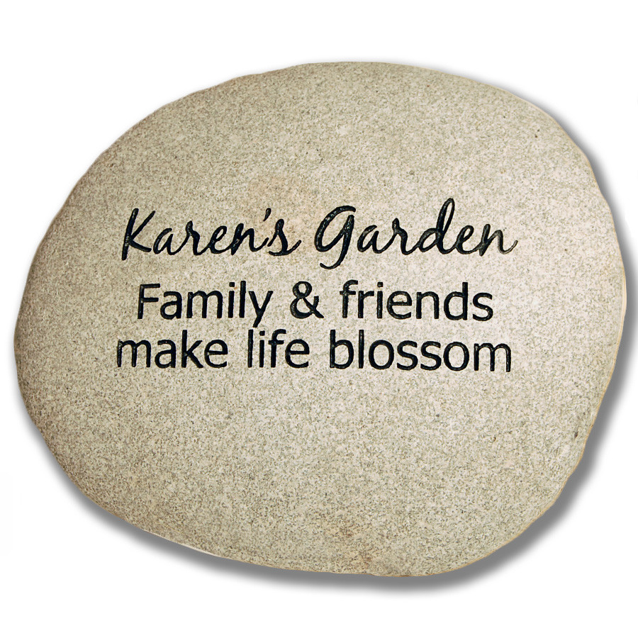 Personalized engravings on stones for gardens
