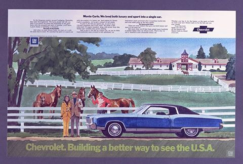 Vintage NOS 1972 CHEVROLET Monte Carlo DEALERSHIP Chevy Dealer Showroom Poster