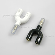 TRRS 3.5mm Earphone Headphone Mic Audio U Splitter Cable Adapter Jack Plug for iPhone iPad Android