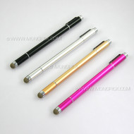 3 in 1 Metal Mesh Fiber Transparent Point Tip Touch Screen Stylus Pen for mobile phones, tablets