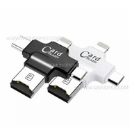 4in1 Multi-Port 8 Pin USB Type C USB-C micro USB micro SD TF OTG Card Reader Adapter for mobile phones