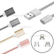 LOT Nylon Strong Braided Heavy Duty Magnetic Metal Plug micro USB USB-C 8 pin Fast Charger Data Cable for phones