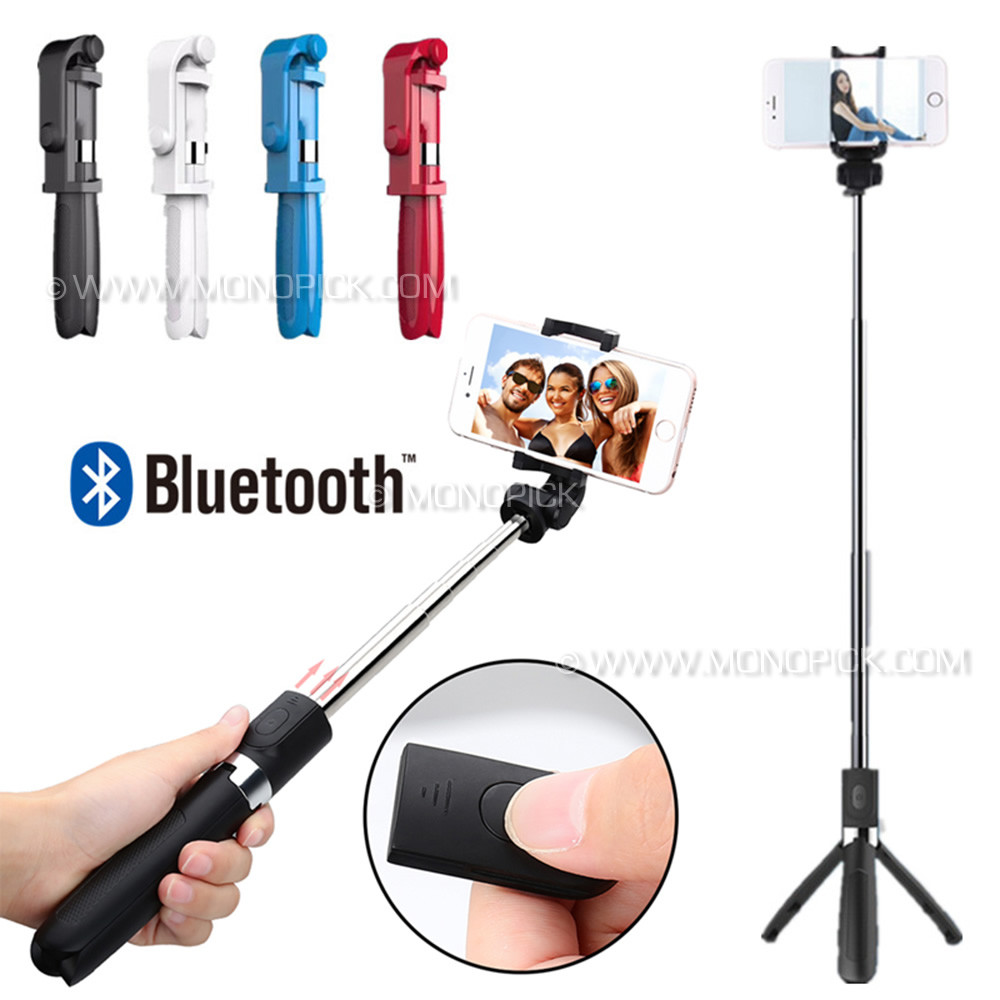 3-In-1 Wireless Selfie Stick with Extendable Tripod - Black/Red