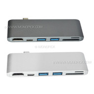 New 6in1 USB-C Type C 3.1 to HDMI Digital AV USB Hub SD Card Reader Cable Adapter for Macbook Pro