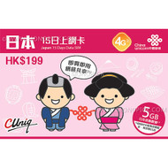 China Unicom CUniq SoftBank 8GB/15Days 4G/3G Japan Roaming Data PAYG Prepaid SIM