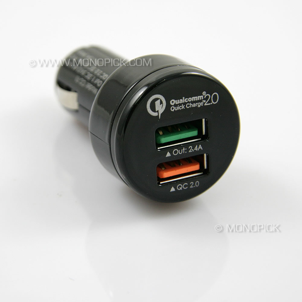 Aukey 2 Port Qualcomm Quick Charge 2.0 3.0 USB Car Charger with micro USB  Cable - monopick