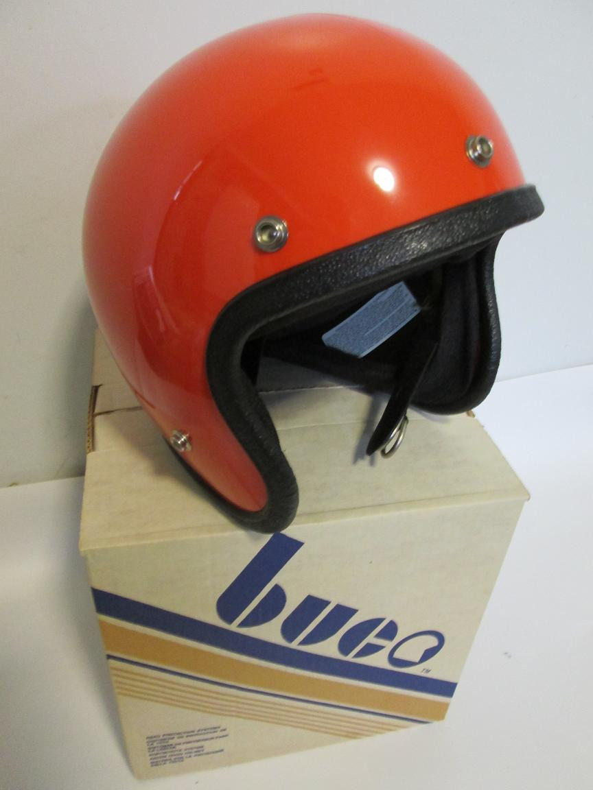 NOS Vintage BUCO Orange Motorcycle Helmet - HawgCity