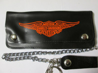 Harley Knucklehead NOS New Leather 8" Biker Wallet N Chain