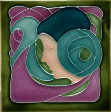 Porteous V80D Art Nouveau Lady Tile