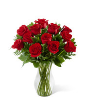 12 Red Roses Vased
