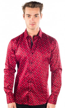 JPJ Festive Men's Red Button Down Shirt