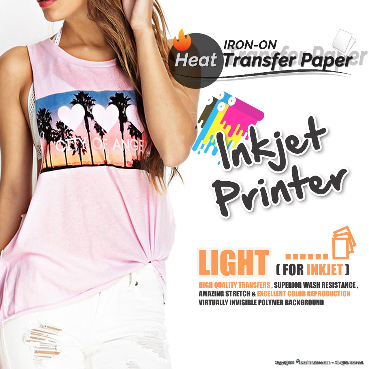 Factory Direct Dark Light T-Shirt Heat Transfer Paper For Cotton Fabric Use  Inkjet Printer ,Iron On Transfer Paper For Clothing