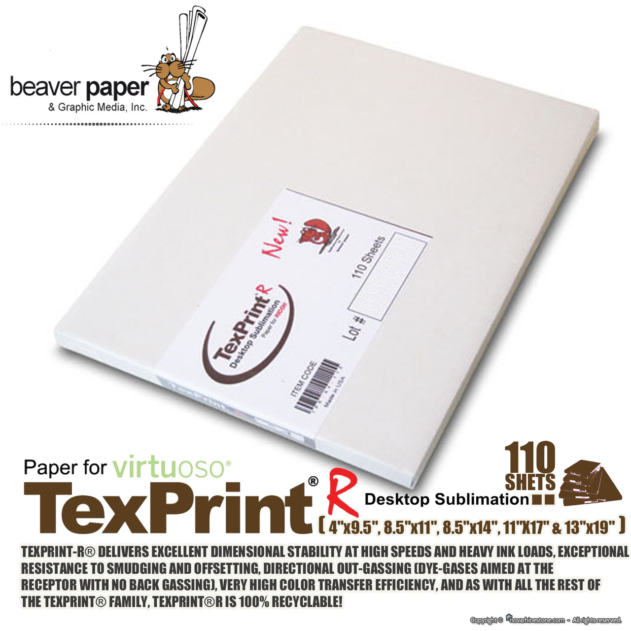 TexPrintR Sublimation Paper 8.5 x 11 110 Sheet Pack