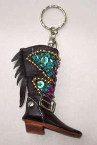 Key ring sequined cowboy boot