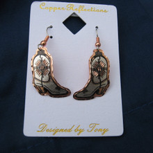 Earrings boot wire diamond-cut copper