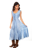 Sky full length lace-up front sleeveless dress