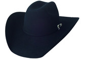 5X BLACK WOOL FELT Cowboy Hat WITH SILVER BUCKLE, INCRUSTATED STONE & SHEEPSKIN SWEAT BAND