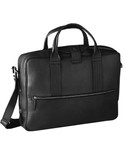LAPTOP BRIEF.  TOP CENTER MAGNETIC SNAP TAB OVER A 3-WAY ZIP CLOSURE.  EXTERIOR FRONT HAS FULL ZIP POCKET.  INTERIOR FULL ZIP MESH POCKET.  INTERIOR LAPTOP COMPARTMENT WITH ACCESSORY ZIP BAG AND SIX OPEN DISC POCKETS.  DOUBLE HANDLES - 4 INCH DROP LE