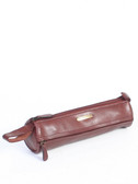 PENCIL CASE.  TWO EXTERIOR FULL ZIP POCKETS.  TWO LEATHER LOOPS.  COTTON LINING.  ZIP CLOSURE.  IMPORT.