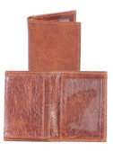 LEATHER GUSSETED CARD CASE.  BUSINESS CARD AND CREDIT CARD POCKETS.  ID WINDOW.  IMPORT.
