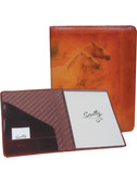 LEATHER LETTER SIZE PAD.  INSIDE POCKETS.  8.5 INCH X 11 INCH WRITING PAD.  SCULLY PEN.  IMPORT.